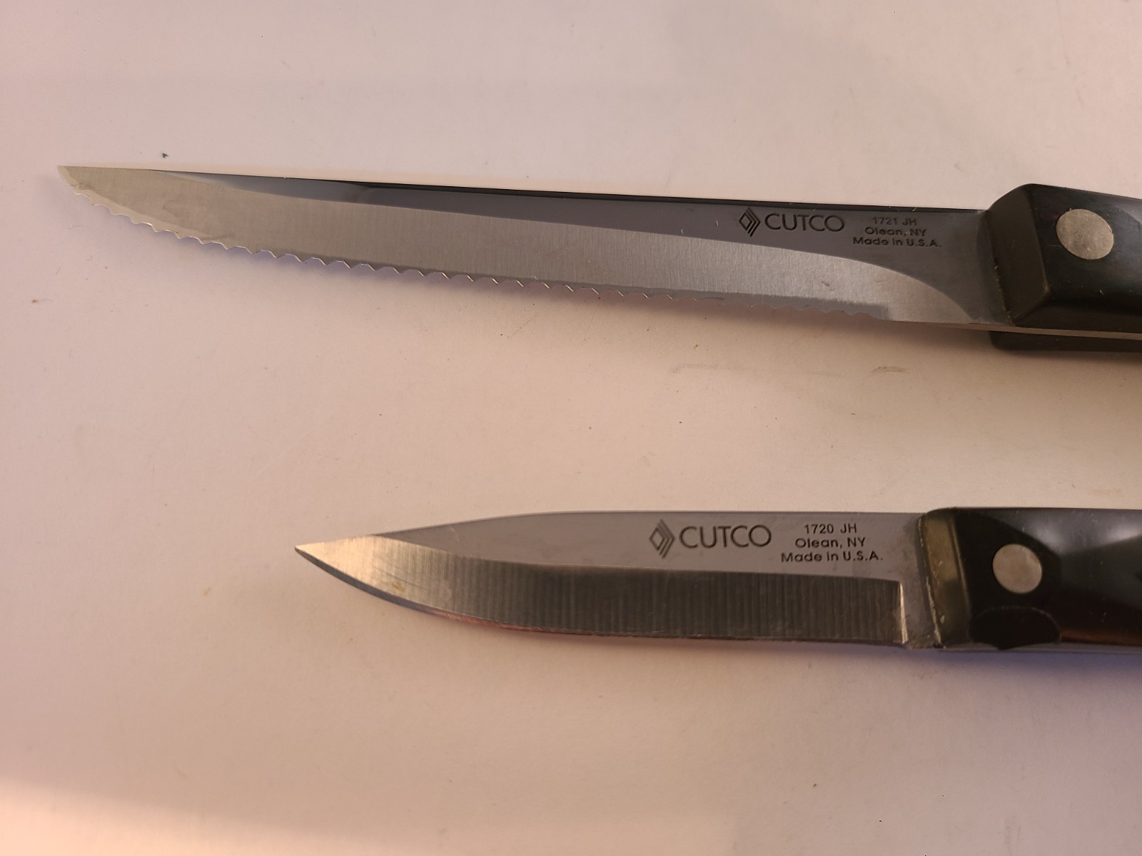 CUTCO 2 Piece Set 1720JH 1721 JH Paring & Peeling Knives Brown Handles