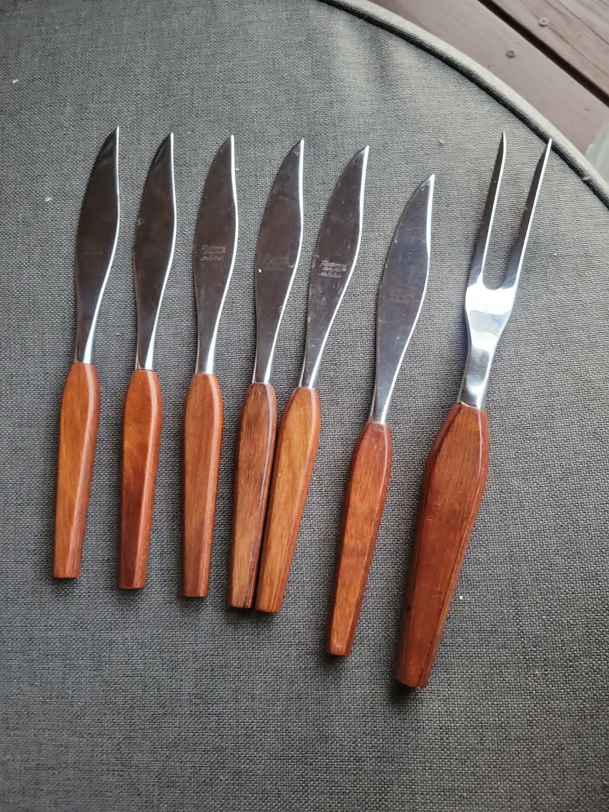 Fleetwood Designer Steak knives Set Of Six Stainless & Teak MCM