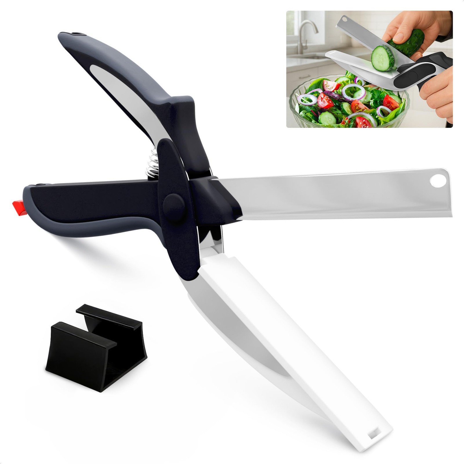2 in 1 Kitchen Scissors for Food – Stainless Steel 9.5″ Medium, Grey, White