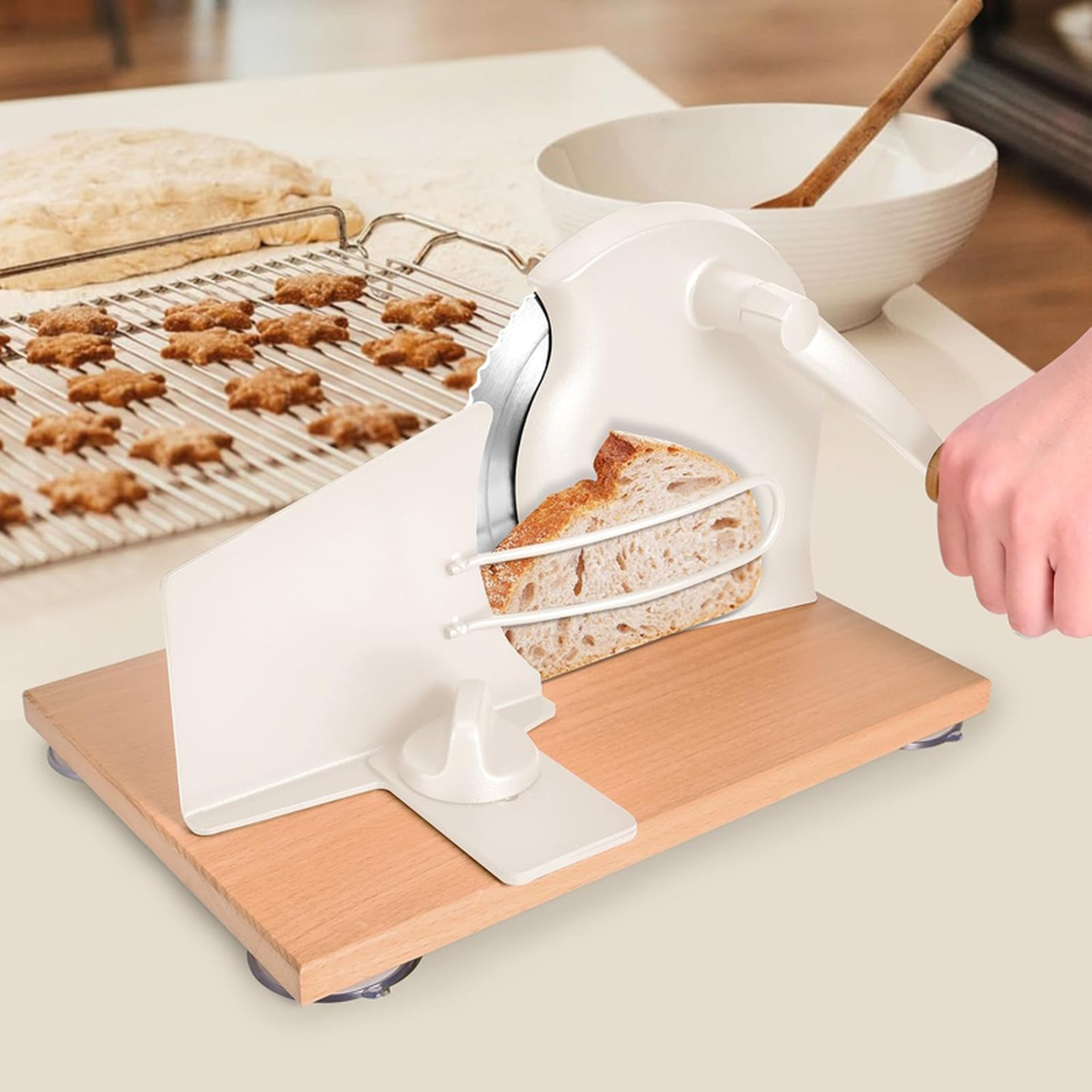Manual Bread Slicer with Hand Crank, Classic Home Bread Slicer for Homemade
