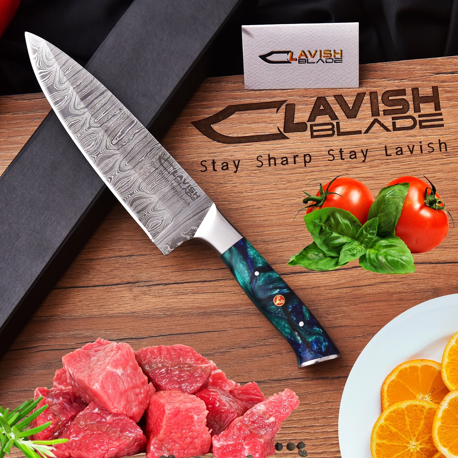 CUSTOM HANDMADE FORGED DAMASCUS STEEL CHEF KNIFE KITCHEN KNIFE WITH GIFT BOX