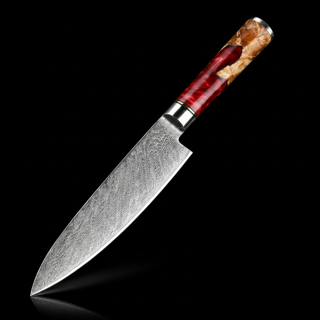 6-Piece Damascus Knife Set 67-Layer VG10 Japanese Kitchen Knives Red Resin