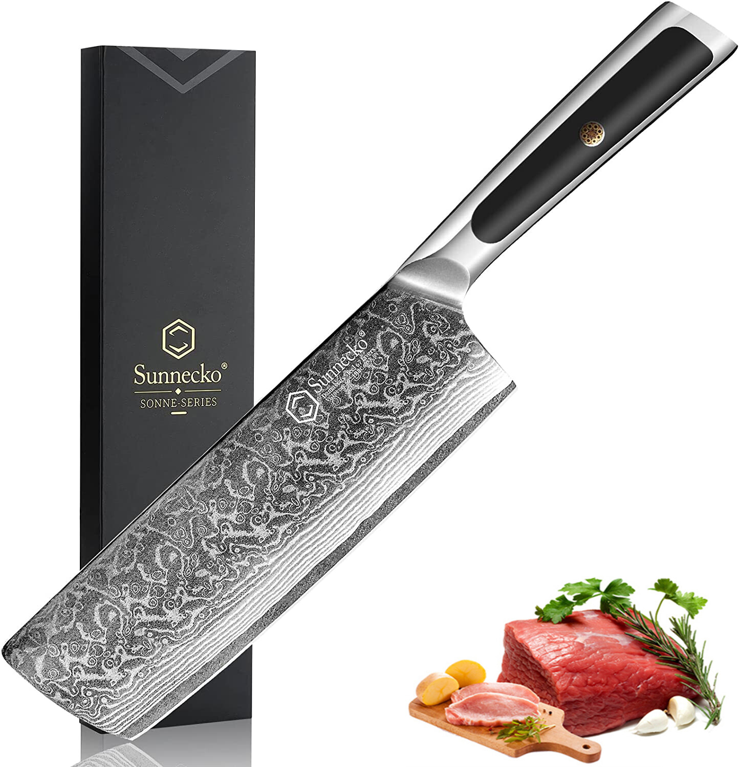 Nakiri Knife 7 Inch Damascus Steel Japanese Kitchen Chef Cutlery Solid Handle