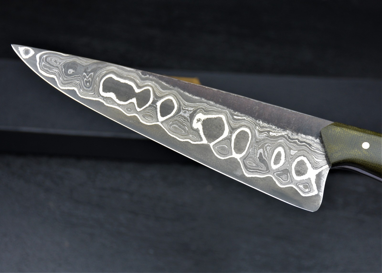 HandForged Gyuto Damascus Chef Knife San Mai , 52100 steel core , G 10 Handle