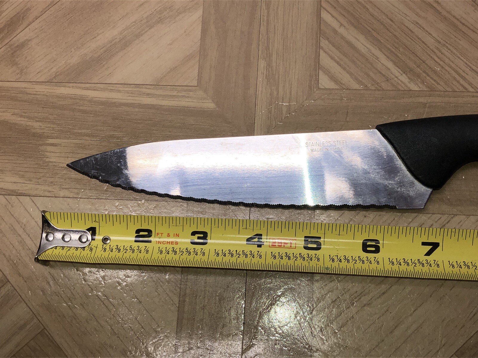 11 Inch Chef Knife Serrated Stainless Steel 6.5 Blade 4.5 Curved Handle