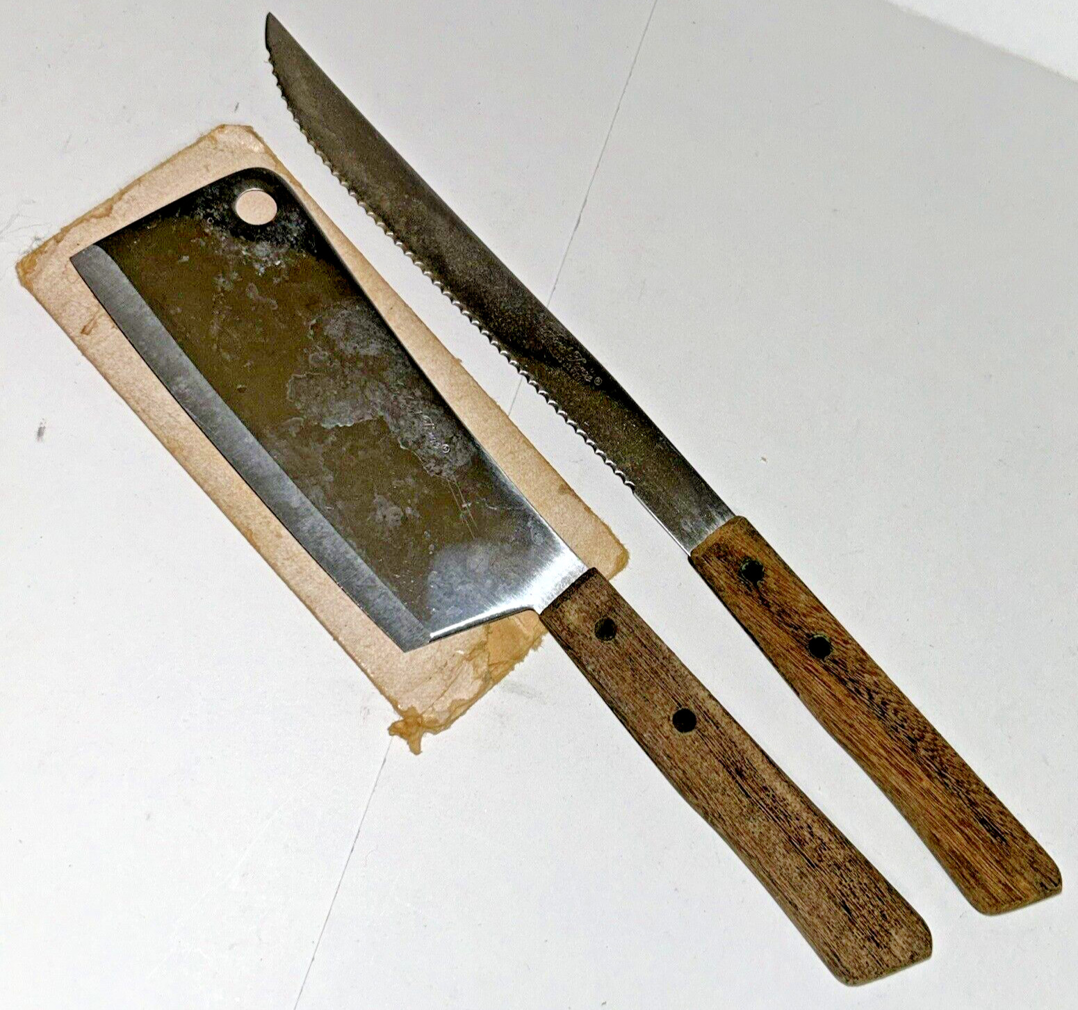 2 Hanford Forge Serrated Slicer, Cleaver Japan Vintage Stainless Steel Knife