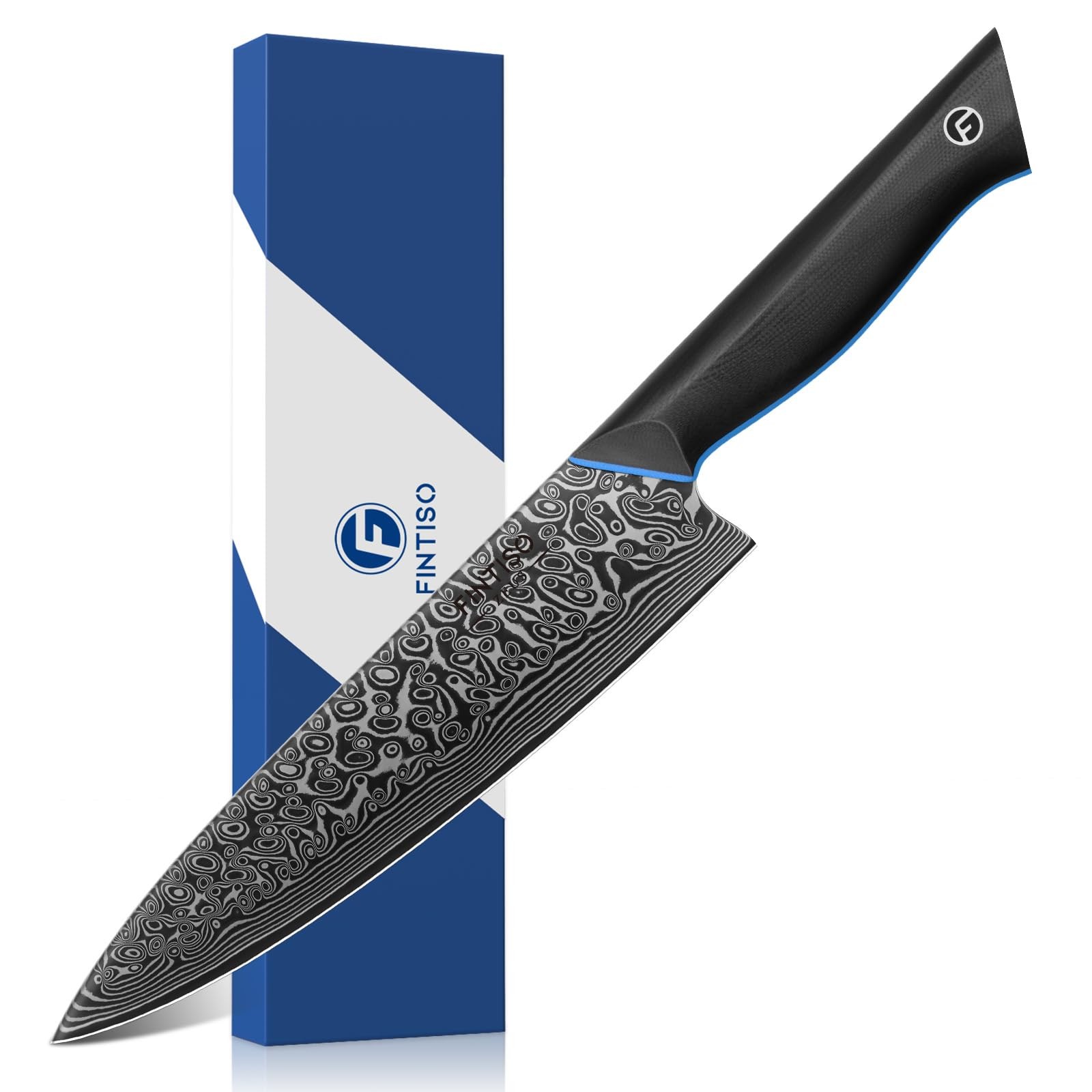 FINTISO Japanese Damascus Chef Knife Sharp Kitchen Knife G10 Handle