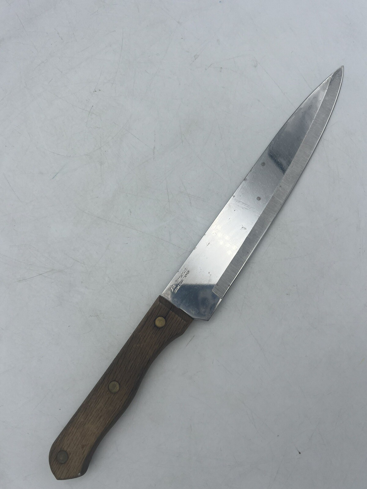 JA Bornschaft Chef Knife Stainless Steel Straight Edge Carving Slicing Wood Hand