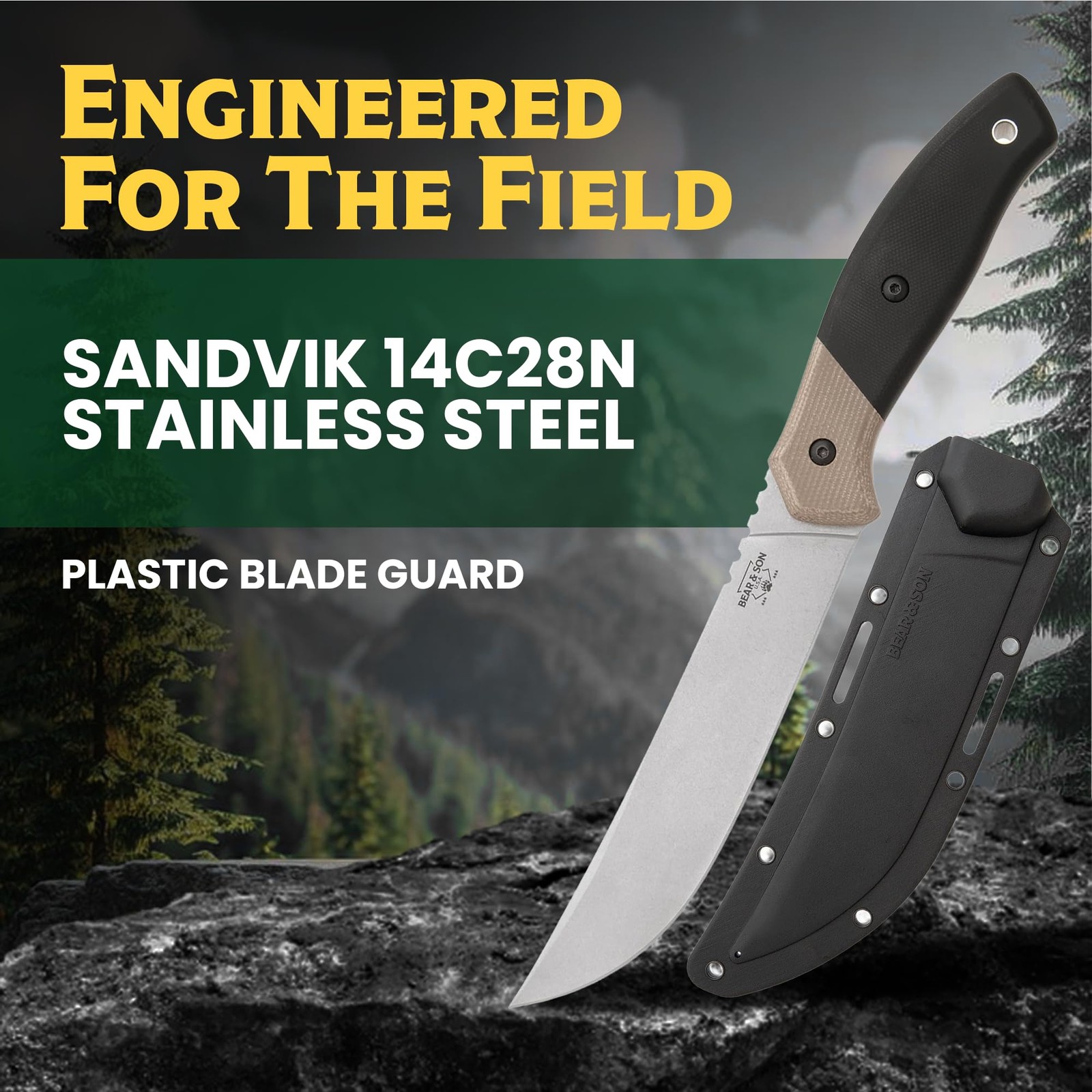 Cutlery 11″ Black G10 Boning 14C28N SANVICK Blade Guard