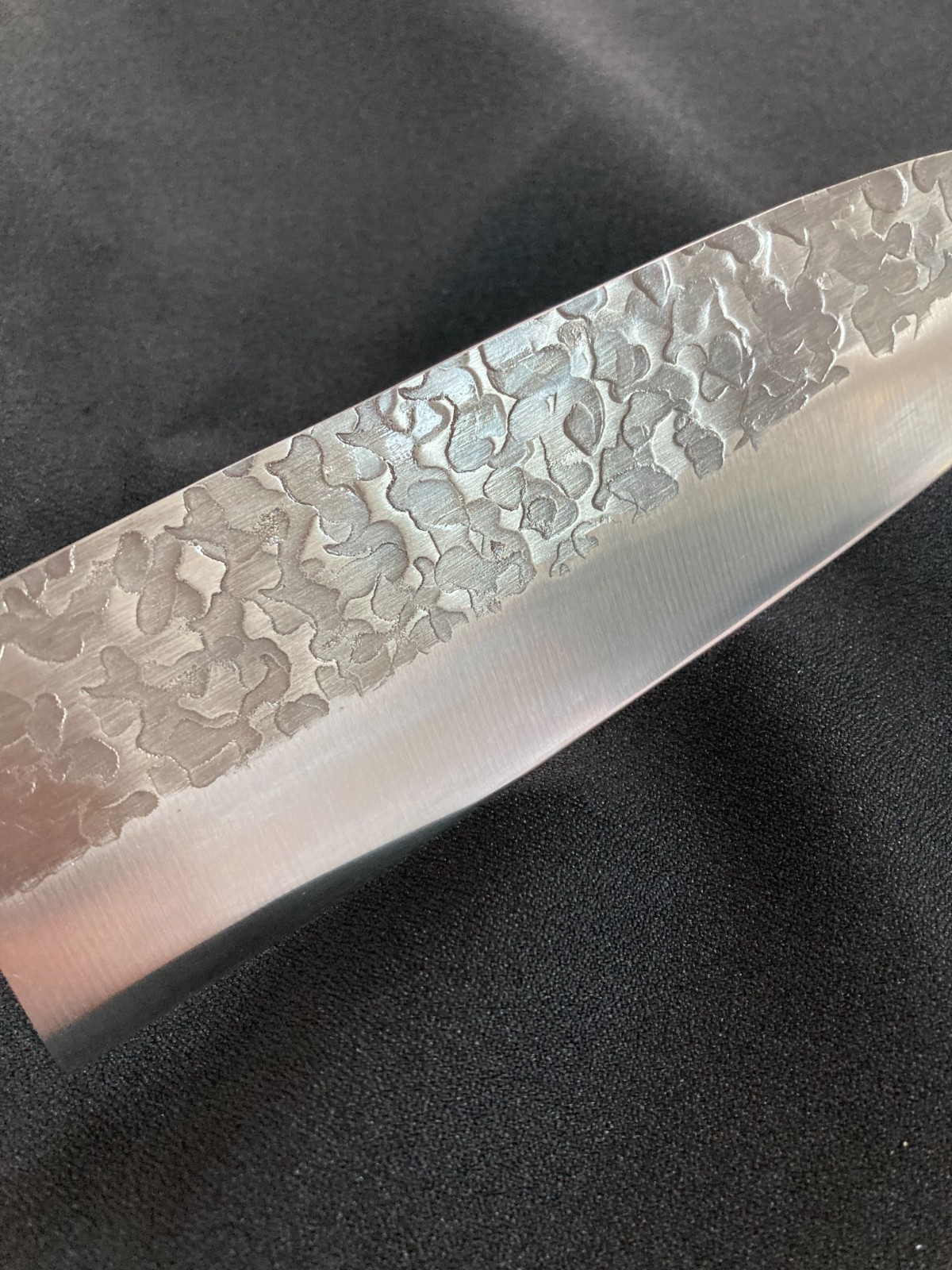 Japanese Santoku Knife 170mm Damascus Hammered Finish Wooden Handle 76