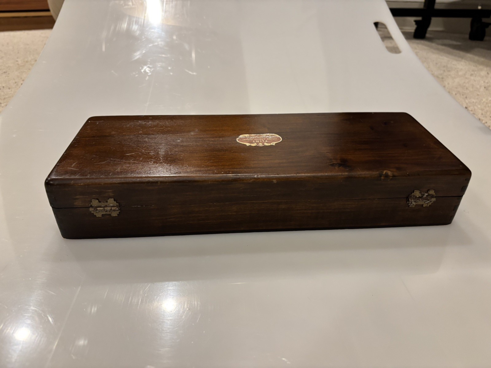 Vintage Flint Hollow Ground Cutlery Carving Set w/ Original Wood Box
