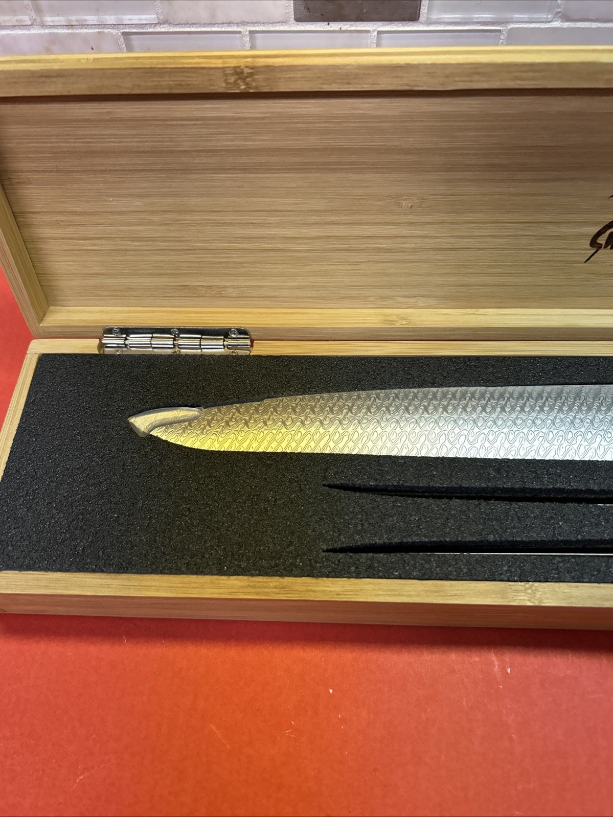 Shun Hikari 2pc Carving Set Hikari Carving Fork And Hikari Slicing 9”. NEW