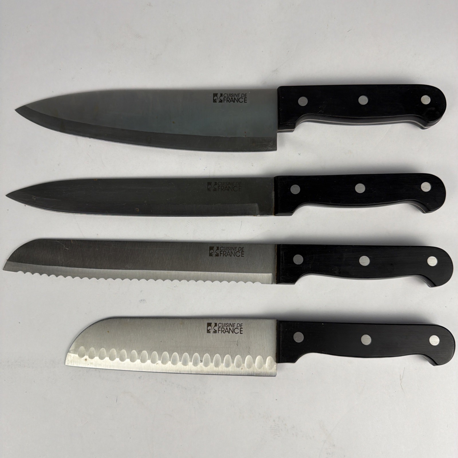 Set of 4 CUISINE DE FRANCE SABATIER Knives Full Tang Ebony Handles