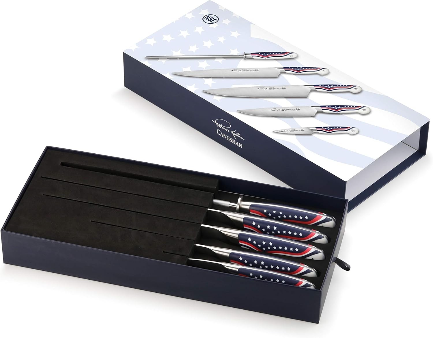 United Series 1026122 Swedish 14C28N Steel Forged 5-Piece Essential Knife Box