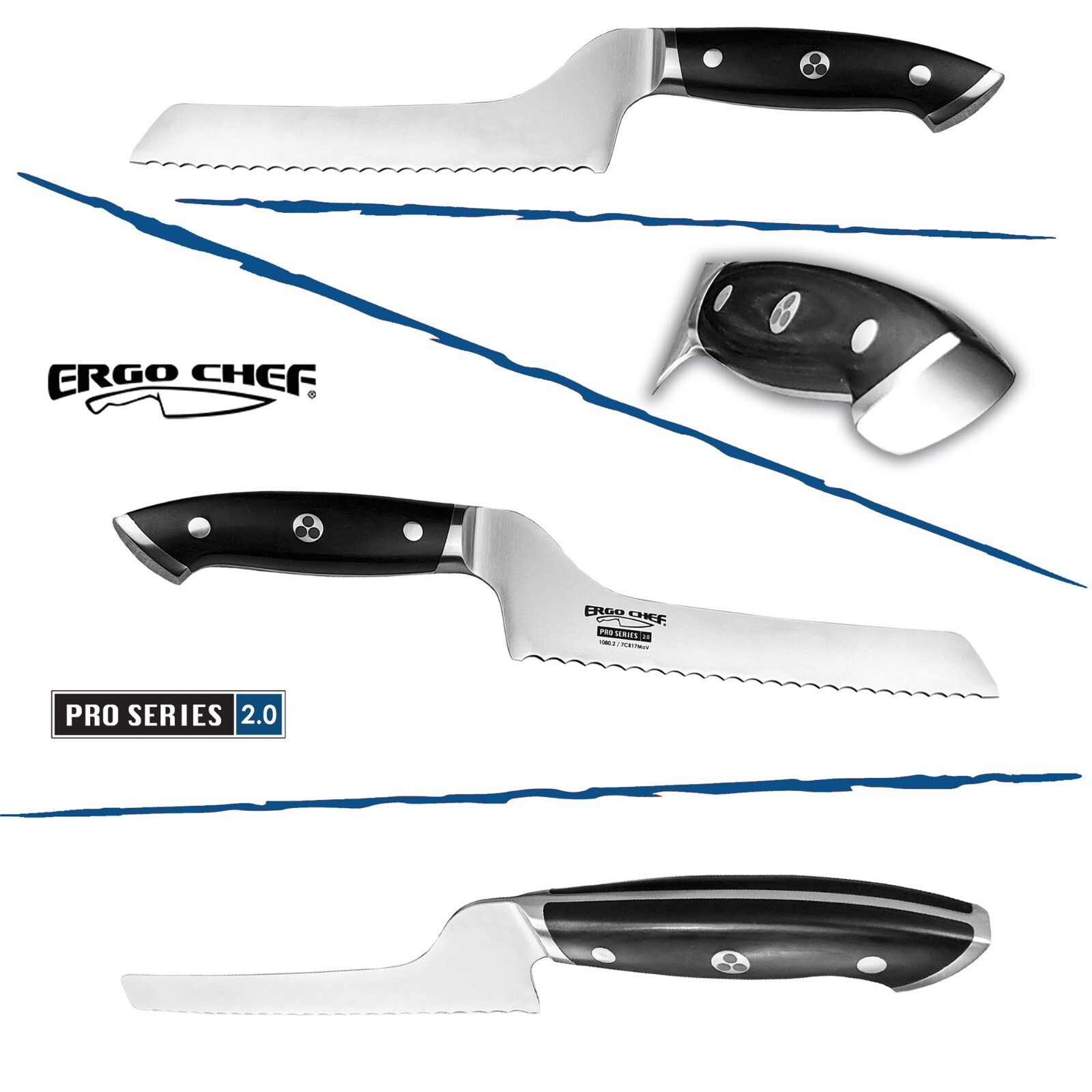 Ergo Chef Pro Series 2.0 8″ Off-Set Bread Knife Pakkawood Handle Forged 7Cr17Mov