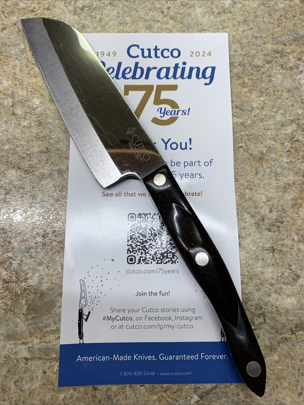 Cutco #2166 Petite Santoku Knife Classic Black Factory Fresh 5.25” Sharp!