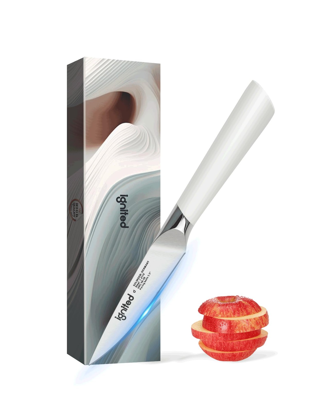 3.5 Inch Paring Knife German Stainless Steel Ivory White Handle Peeling