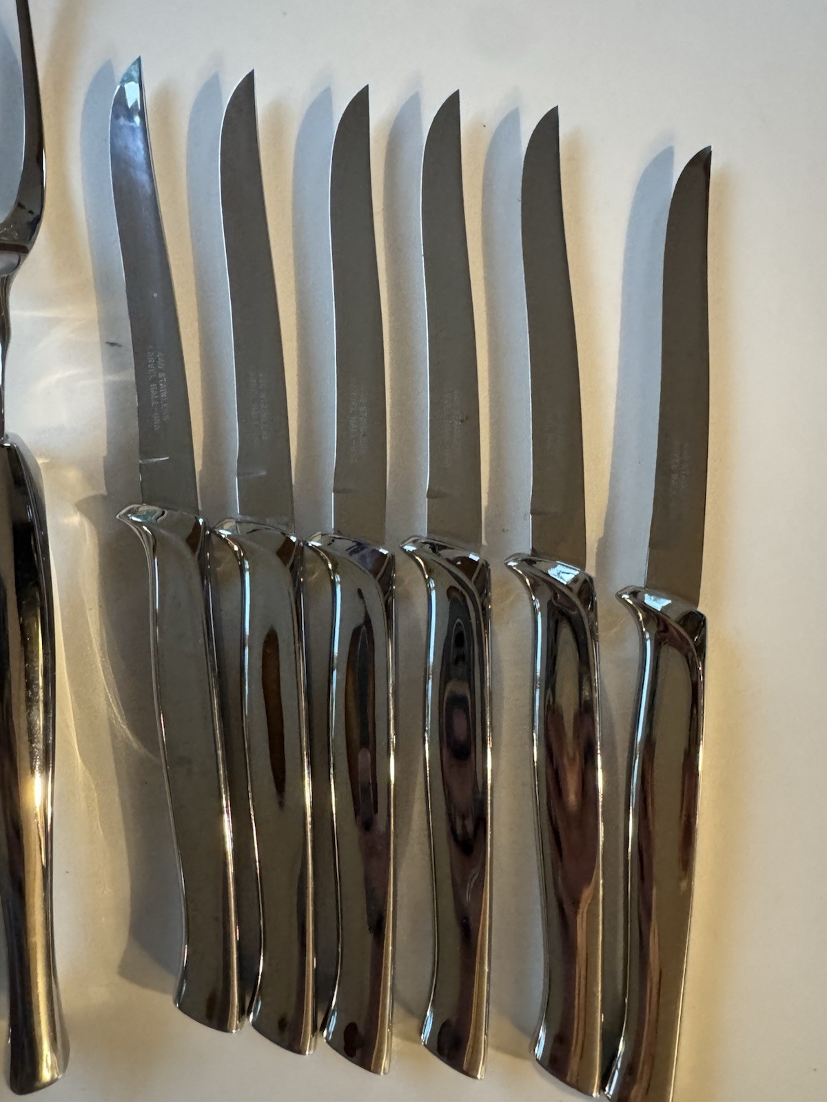 Vintage Carvel Hall EKCO Eterna Stainless USA Carving Set & 7 Steak Knives Lot