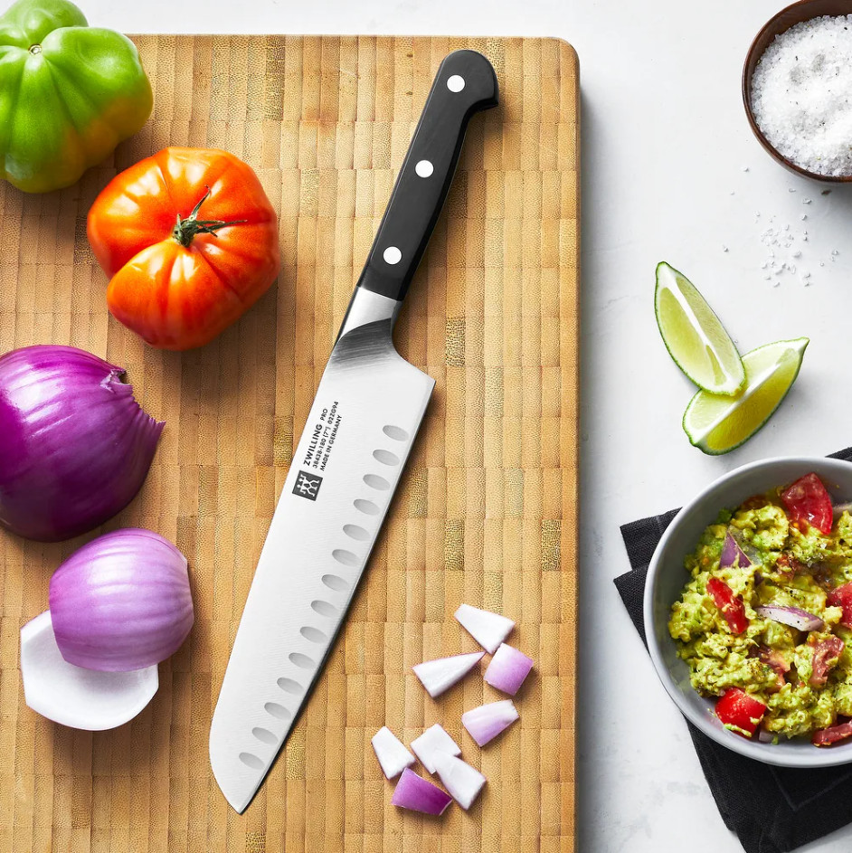 ZWILLING Pro 7″ Slim Hollow Edge Santoku Knife Forged FRIODUR Blade