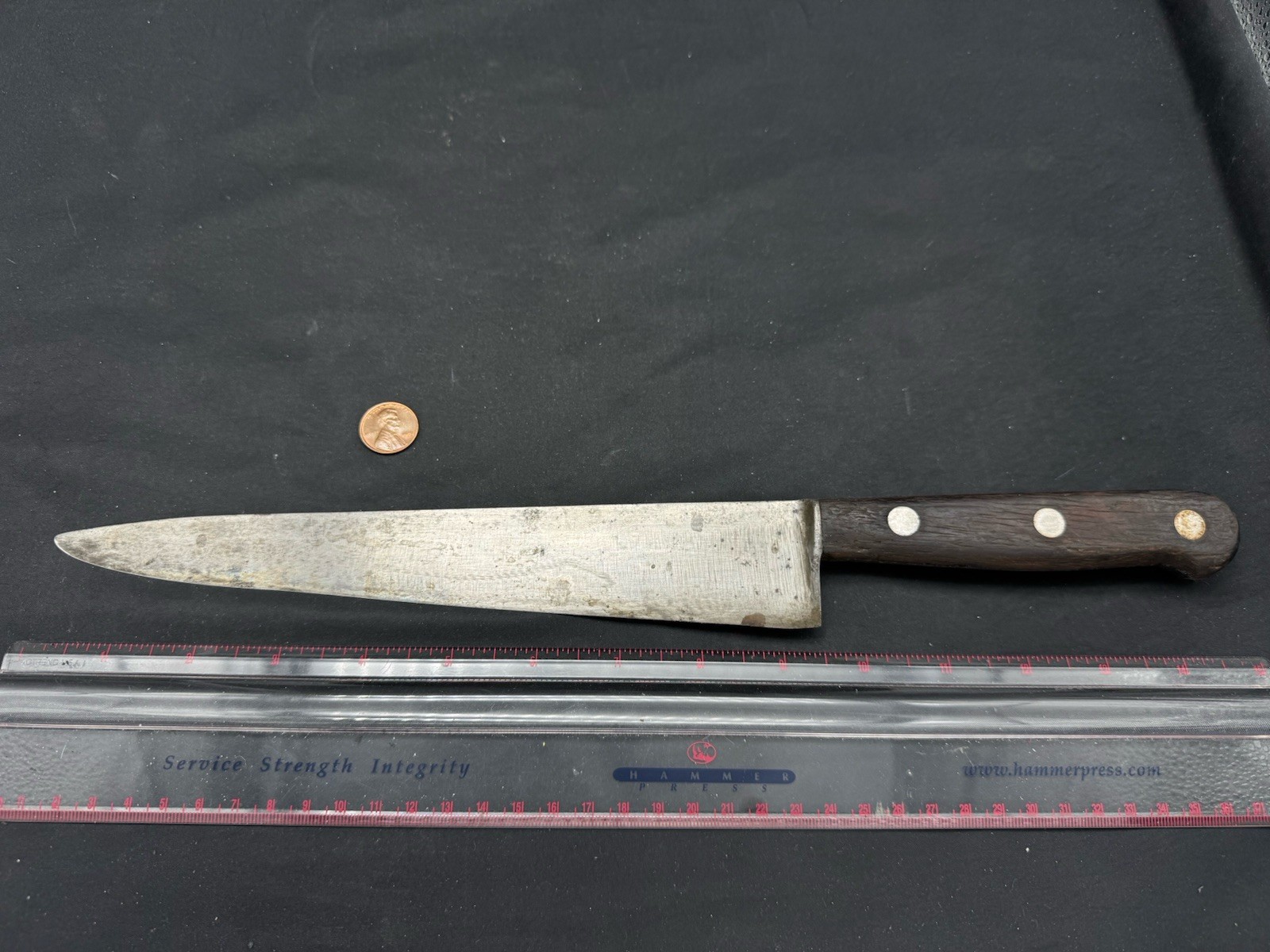 Antique 9.25″ Carbon Steel Blade Kitchen Knife Wooden Handle