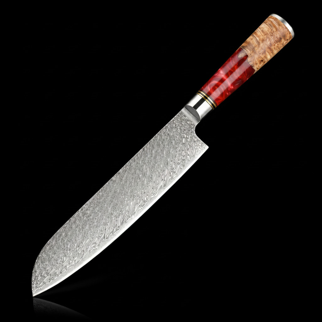 6-Piece Damascus Knife Set 67-Layer VG10 Japanese Kitchen Knives Red Resin