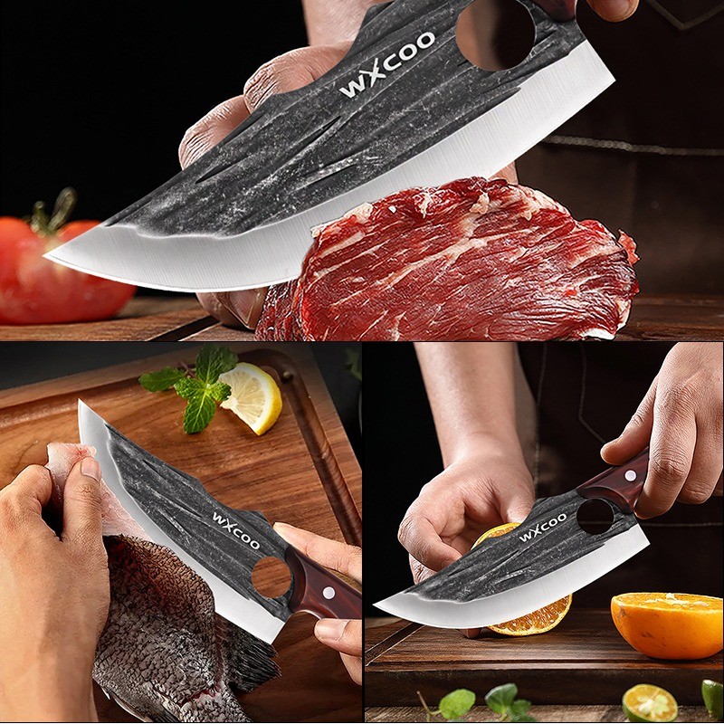 4PCS Stainless Steel Boning Knife Handmade Meat Cleaver Camping Kitchen Knife