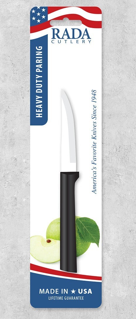 Rada Heavy Duty Paring Knife SS black handle dishwasher safe USA NEW carded