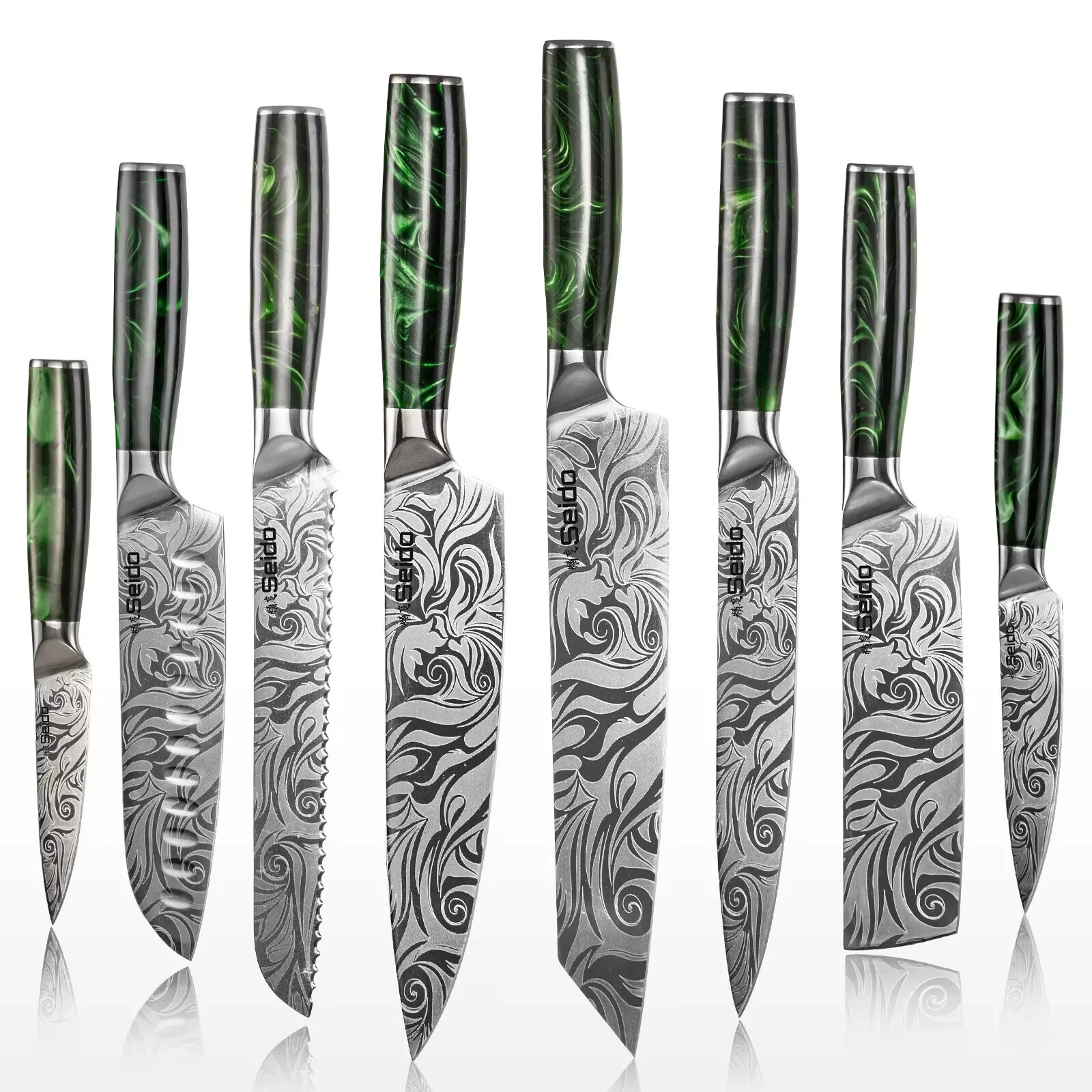 Tengoku 8-Piece Chef Knife Set Professional – High-Carbon Stainless Steel Blades