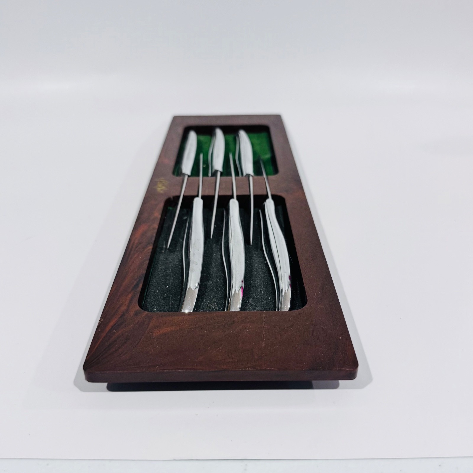Vintage Carvel Hall Steak Knives Set Of 6 W Display Stainless Steel Made In USA