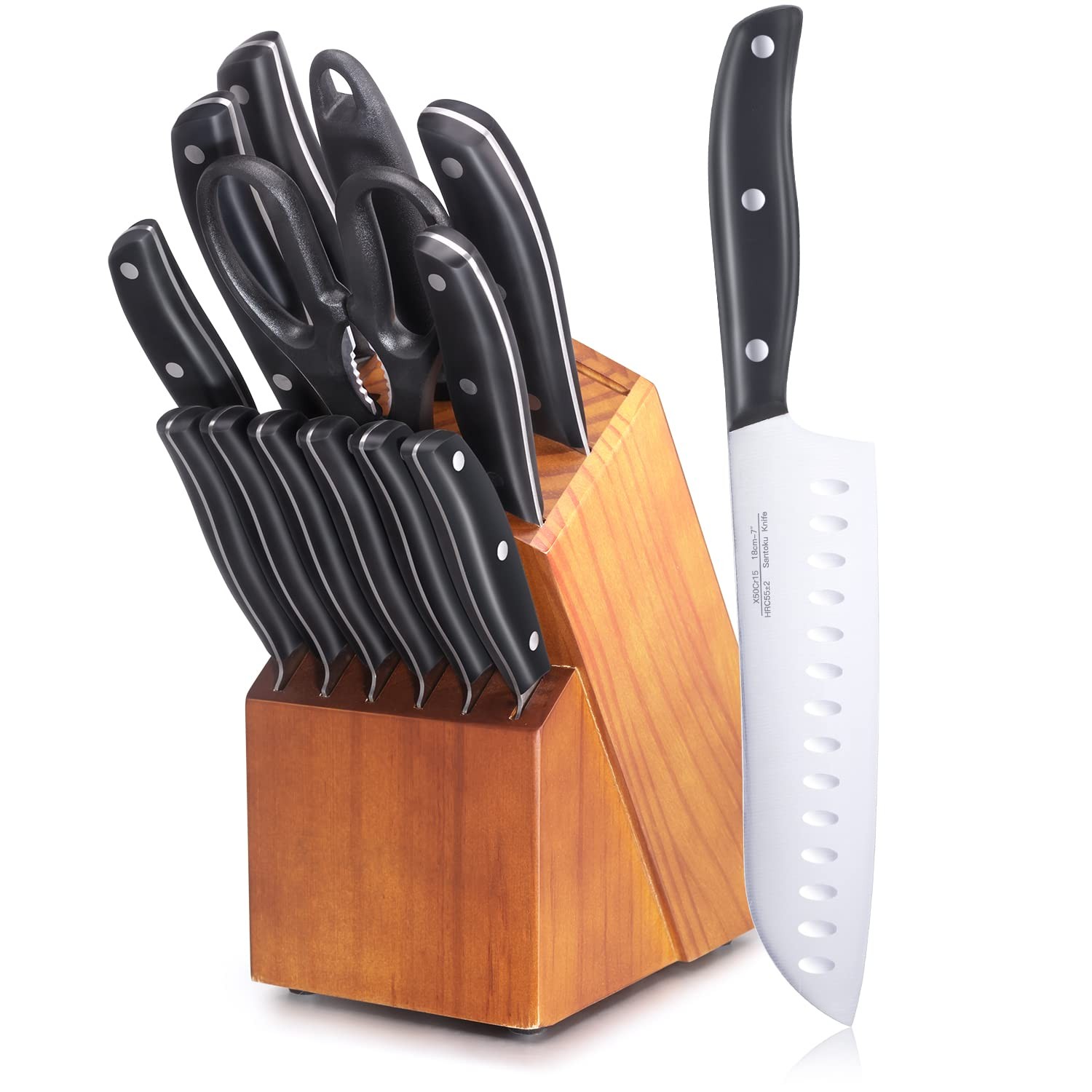 15 PCS Kitchen Knife Block Set Germany High Carbon Stainless Steel Chef
