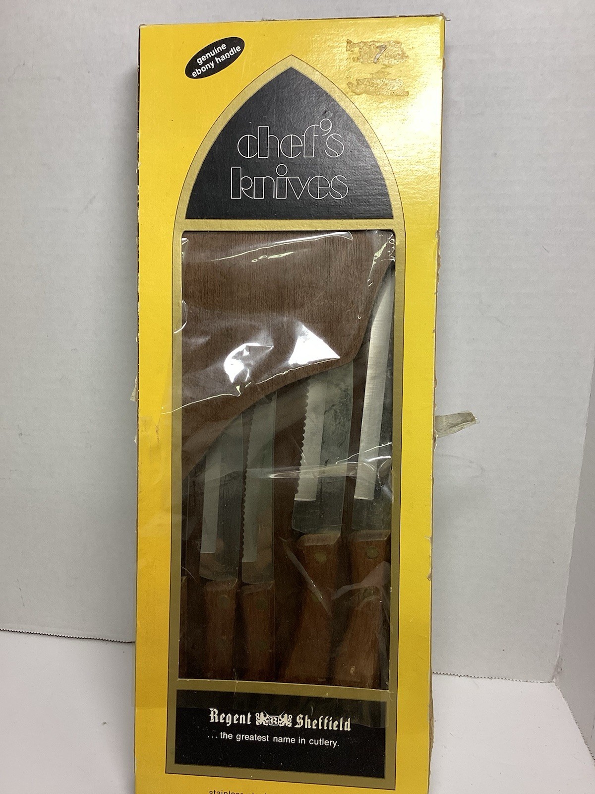 Regent Sheffield Chefs Knives Stainless Steel Kitchen Set Wood Holder