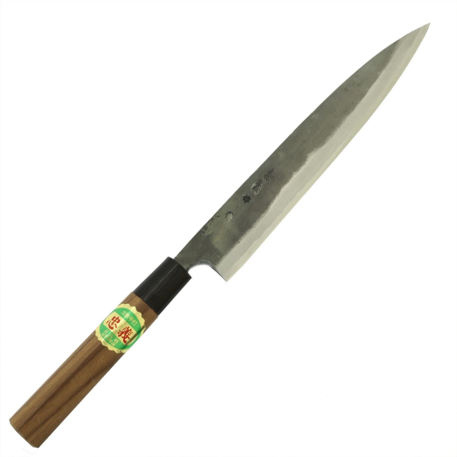 Tosahamono Knife Black Uchi Yanagiba Knife Walnut Handle Blue Steel No. 1 210mm