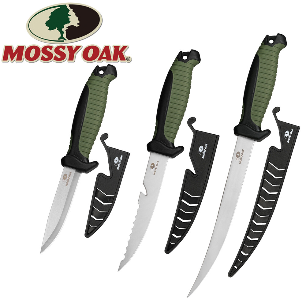 Mossy Oak 3PC Fishing Knife Sets Stainless Steel Filet Knife w/Protective Sheath