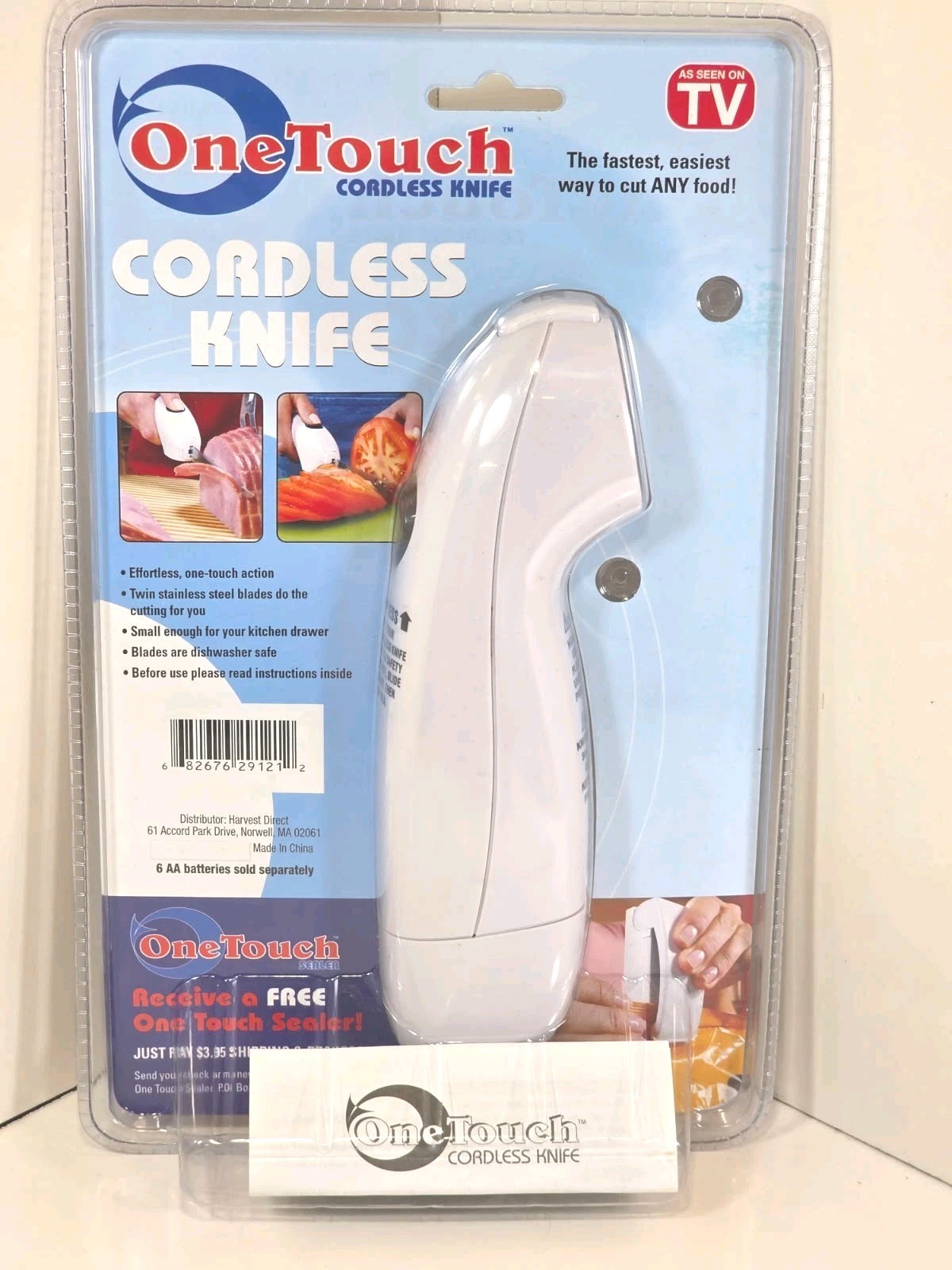 One Touch Cordless Knife As Seen On TV Electric Battery Powered Twin Blades NEW