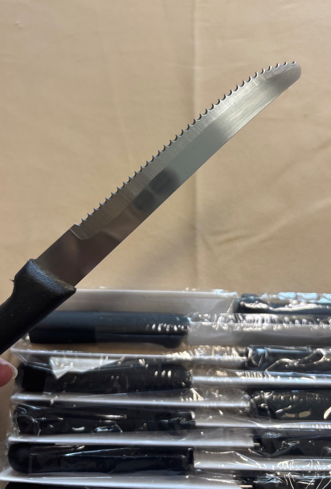 (Set of 12) 9″-Inch Serrated Rounded Steak Knife/Black Plastic Handle Restaurant