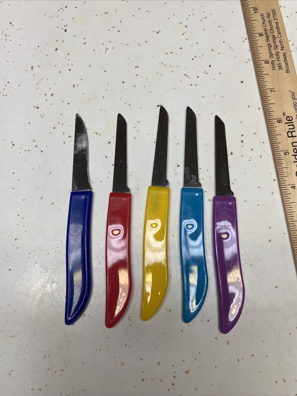 Paring Knife Set of 5 Red Blue Yellow Purple Turquoise 2 1/2″ Blade