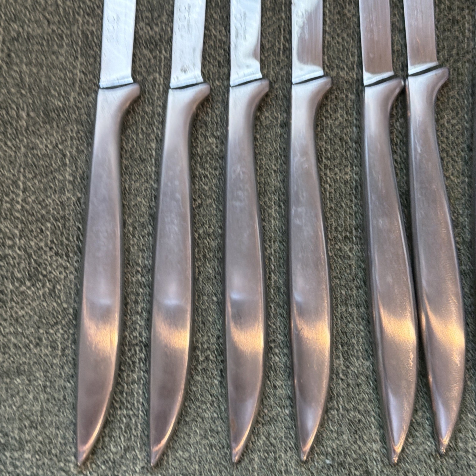 Lot of 11 SCC Italy Stainless Steel Steak Knives Serrated Modern Flatware