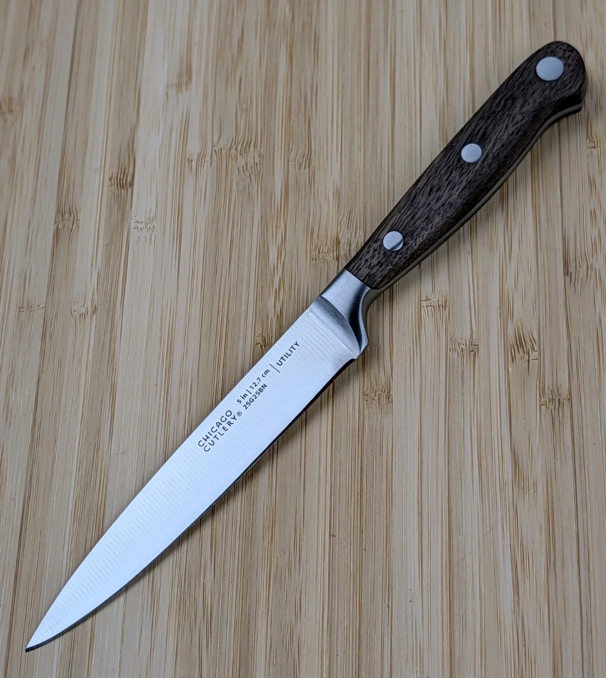 Chicago Cutlery RACINE 5-in UTILITY Knife, WALNUT Handle, Stainless Blade, NEW