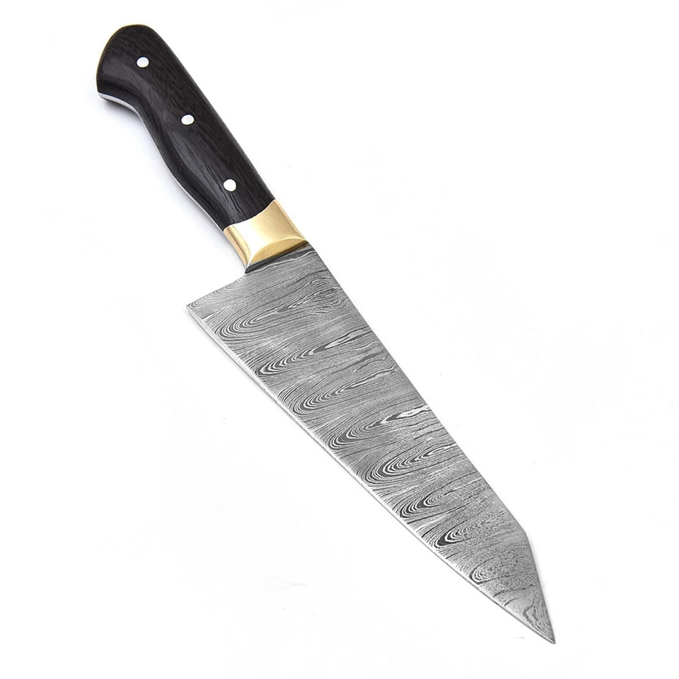 CUSTOM HAND MADE FORGED DAMASCUS STEEL BUNKA CHEF KITCHEN KNIFE 7in