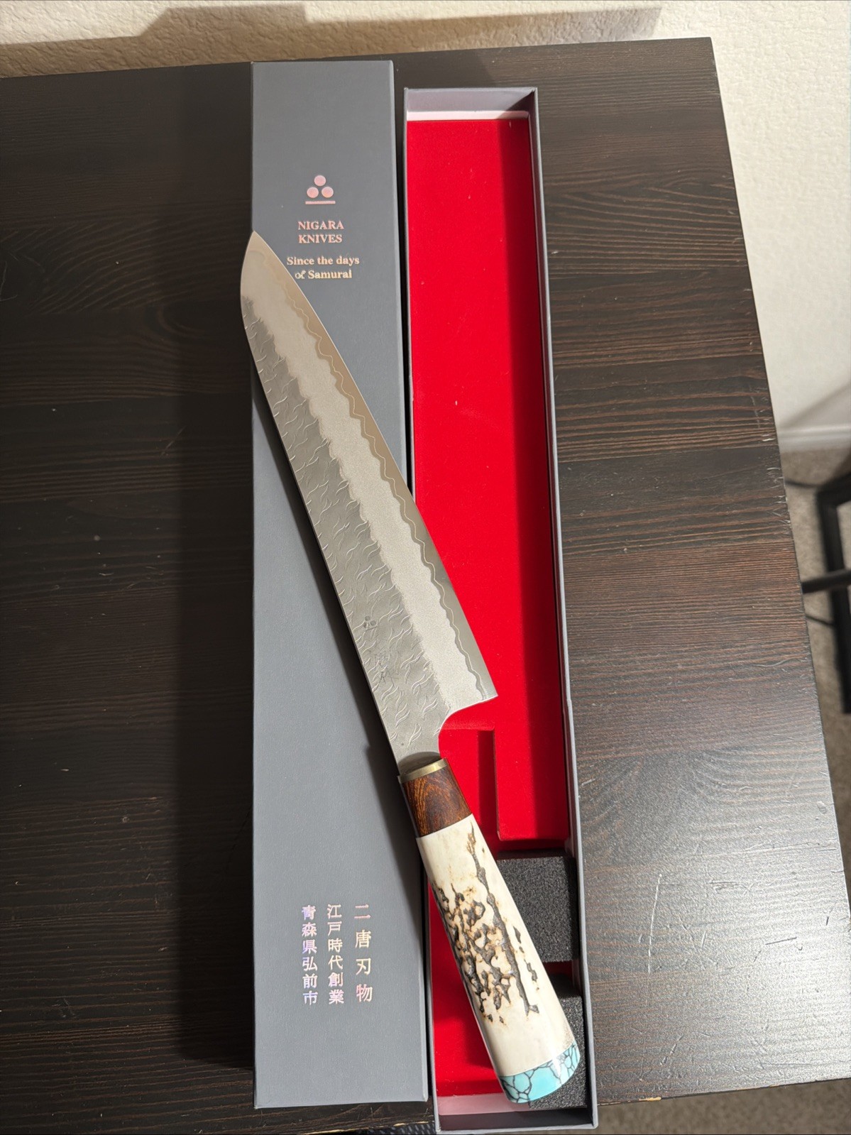 Nigara 210mm Blue Super Carbon Steel Gyuto Chef’s knife w/ custom bone handle.