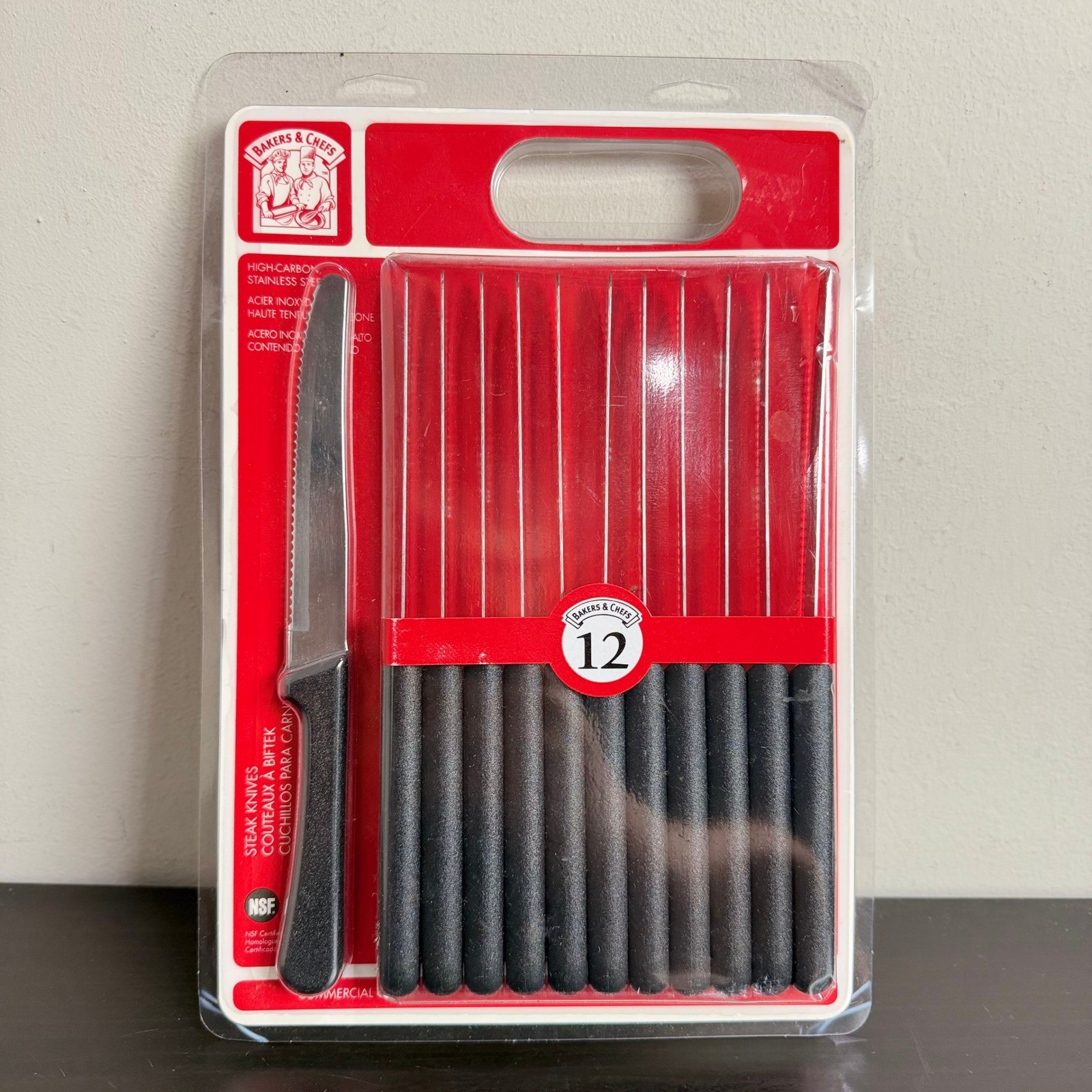 Bakers & Chefs 12 Piece Steak Knife Set High Carbon Stainless Steel NSF 515 NEW
