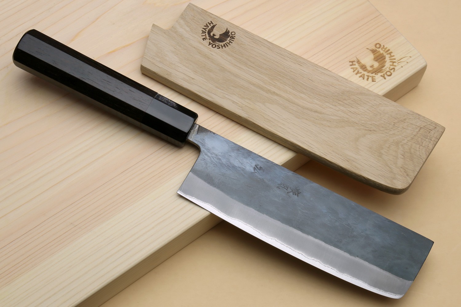 Yoshihiro Kurouchi Black-Forged Blue Steel #2 Stainless Clad Nakiri Veggie Knife