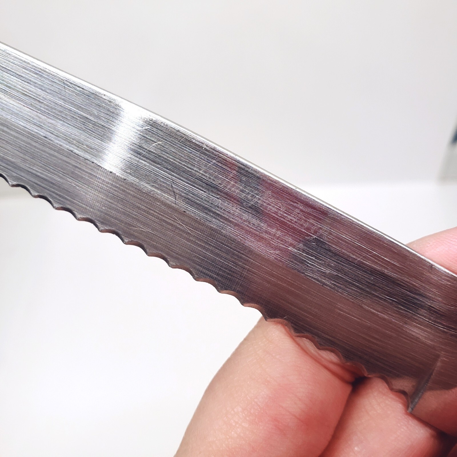 Vintage Washington Forge Serrated Bread Knife Made in USA Smooth Wood Handle