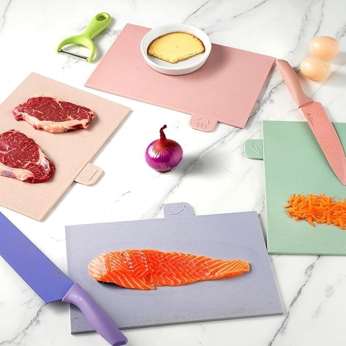 Kitchen Knife Set of 6 with Chopping Board in Gift Box with Cleaver Knife, Chef