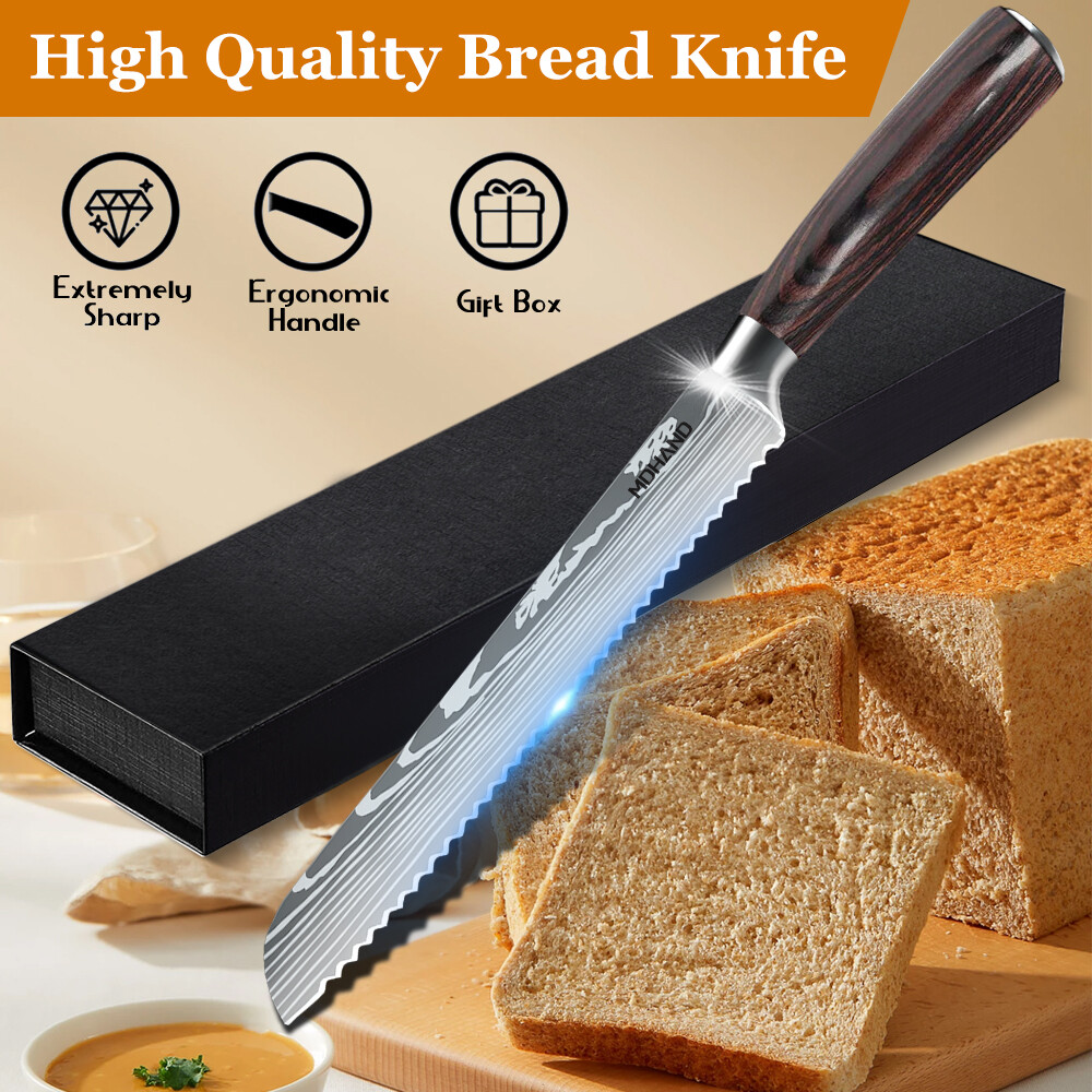 Mdhand Serrated Bread Knife 8 in Sourdough Bread Knife Cutter for Homemade Bread