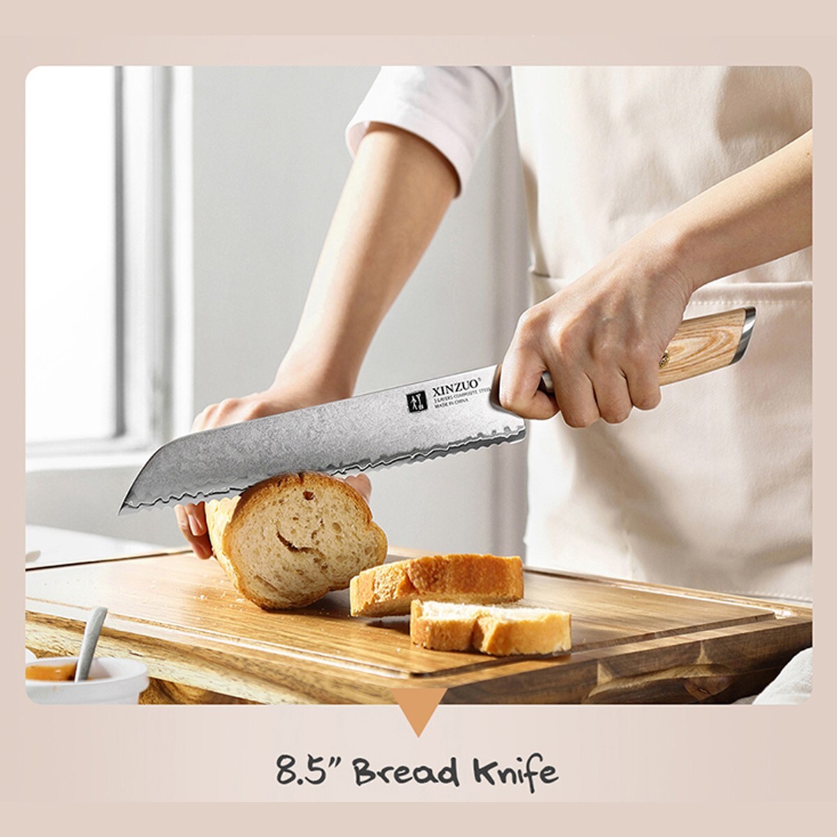 Xinzou B37S 5 Pcs Composite Stainless Steel Kitchen Knife Set Pakkawood Handle