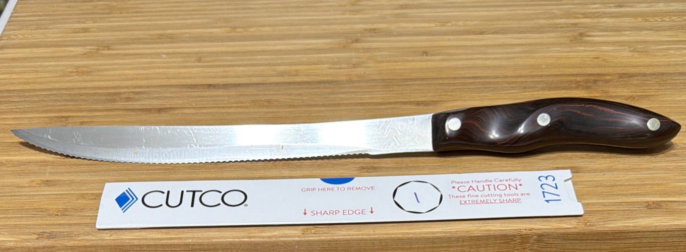 CUTCO 1723 Carver Knife Smooth 9” Blade Brown Factory Sharpened #1 VGUC Read