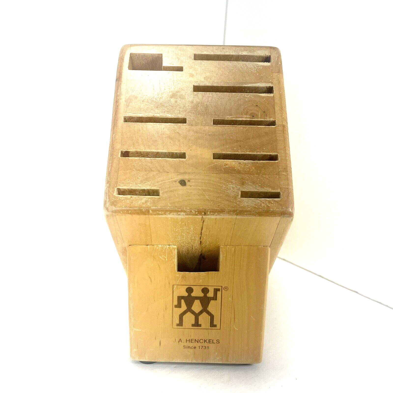 J.A. Henckles Twins Zwillings 9 Slot Pine Wood Kitchen Knife Block Storage
