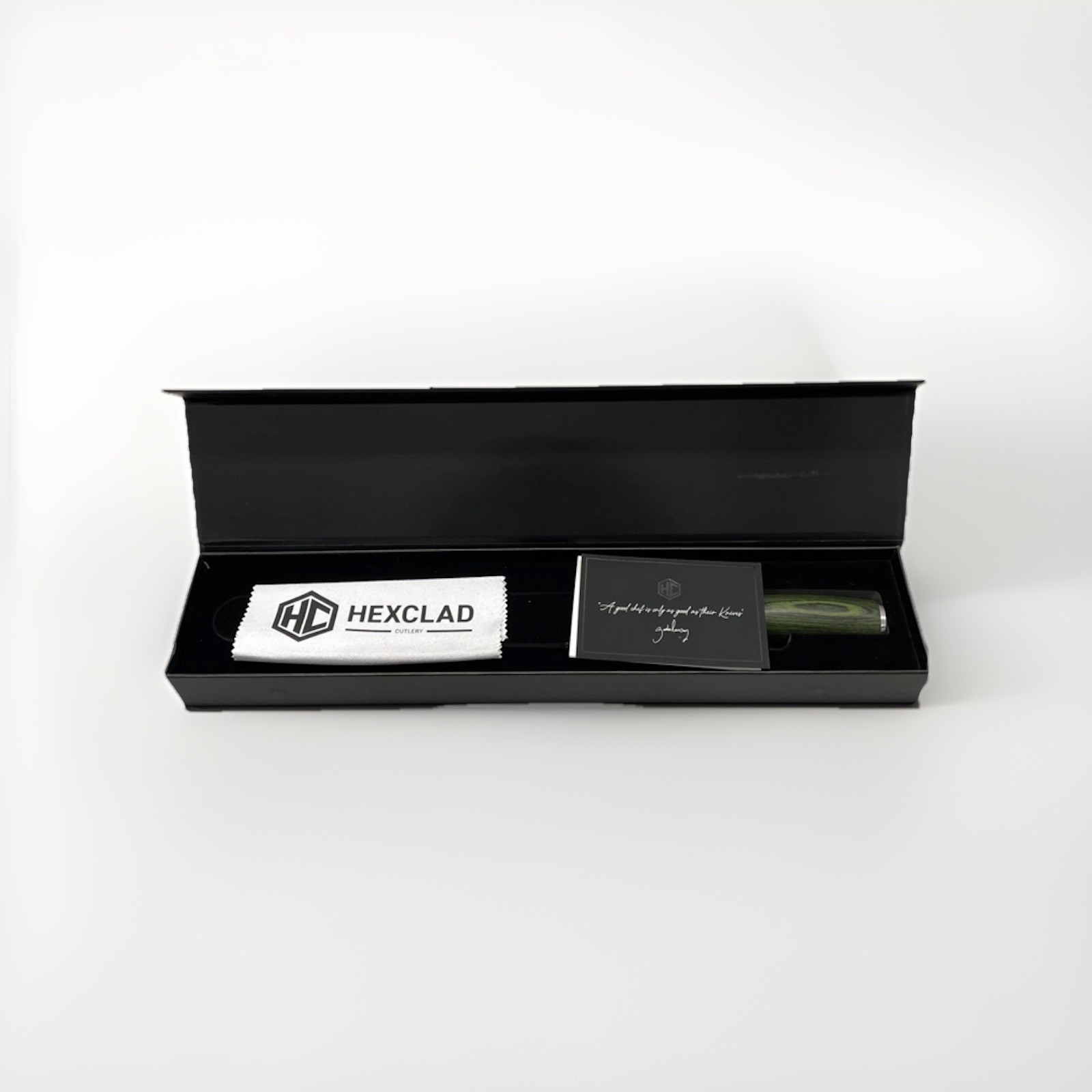 HexClad Carving Knife 10″ Damascus Stainless Steel Pakkawood Green Handle