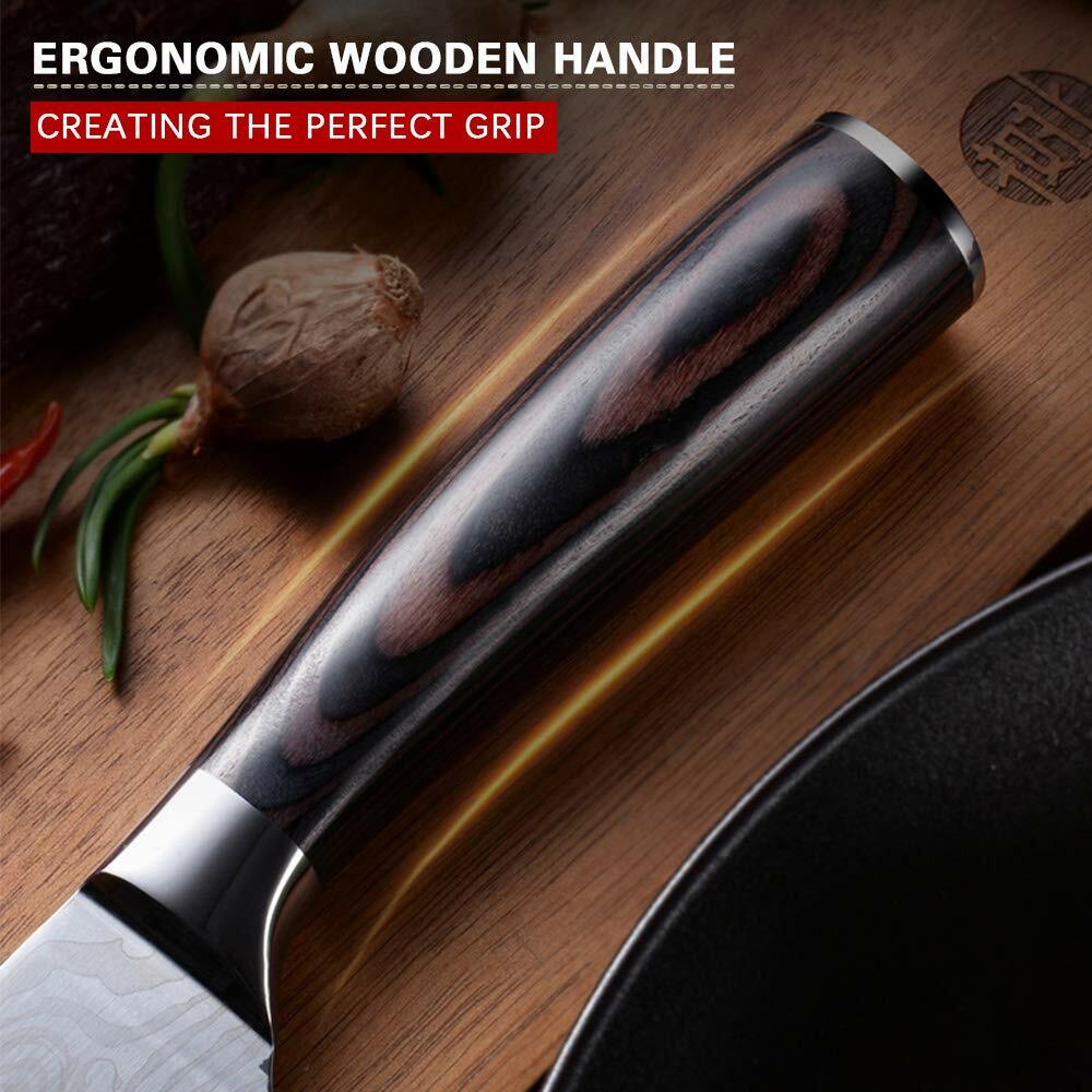 Nakiri Knife Kitchen Chef’s Knife Japanese Damascus Stainless Steel w/ Gift Box